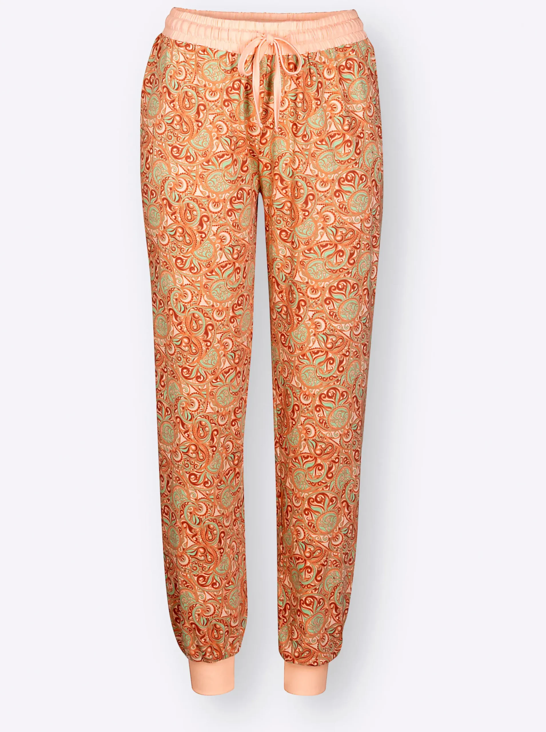 Nachtwäsche|wäschepur Schlafanzug-Hose apricot-papaya-bedruckt