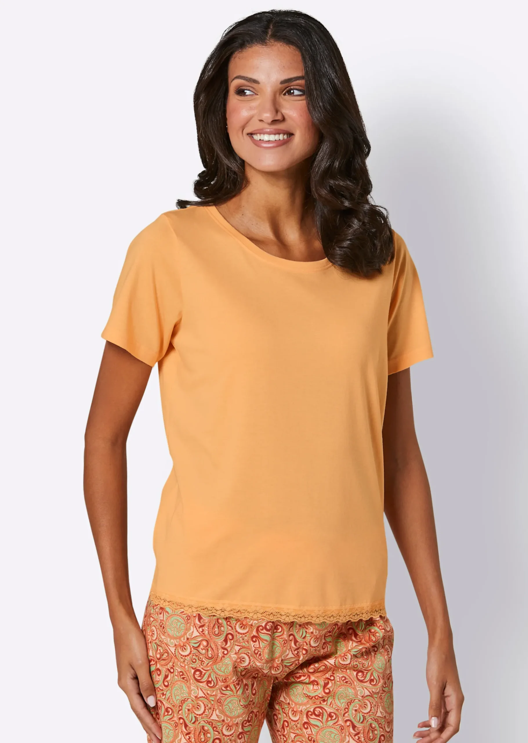 Homewear|Nachtwäsche|wäschepur Schlafanzug-Shirt apricot