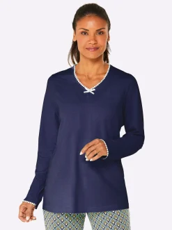 Nachtwäsche|wäschepur Schlafanzug-Shirt marine