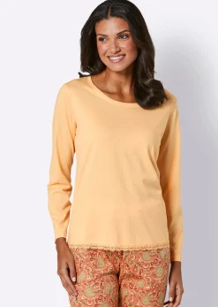 Nachtwäsche|wäschepur Schlafanzug-Shirt apricot