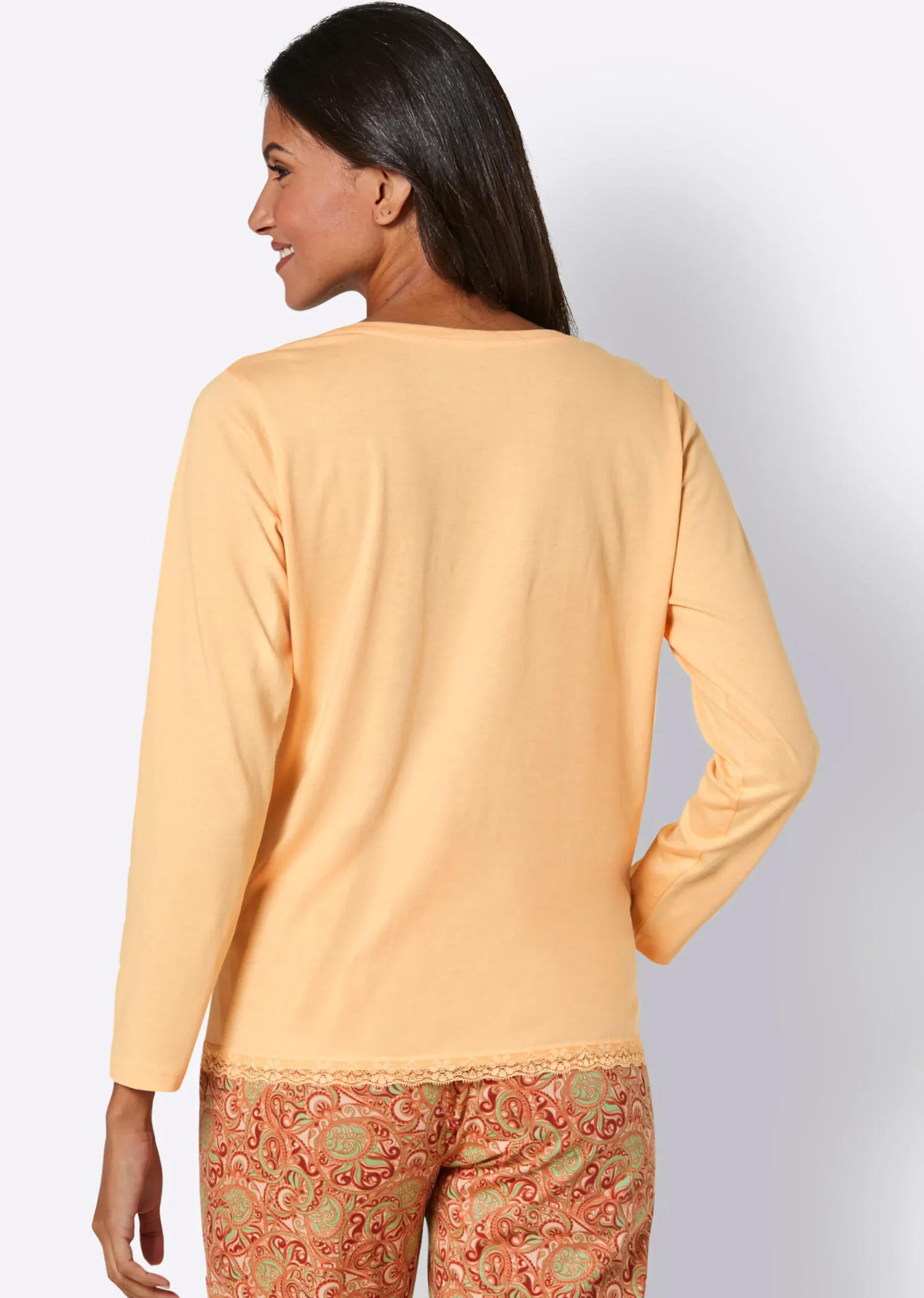 Nachtwäsche|wäschepur Schlafanzug-Shirt apricot