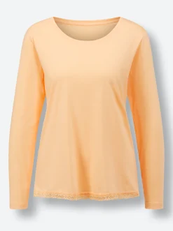 Nachtwäsche|wäschepur Schlafanzug-Shirt apricot