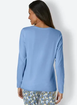 Nachtwäsche|wäschepur Schlafanzug-Shirt himmelblau