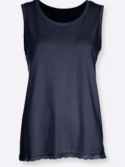 Nachtwäsche|wäschepur Schlafanzug-Shirt marine
