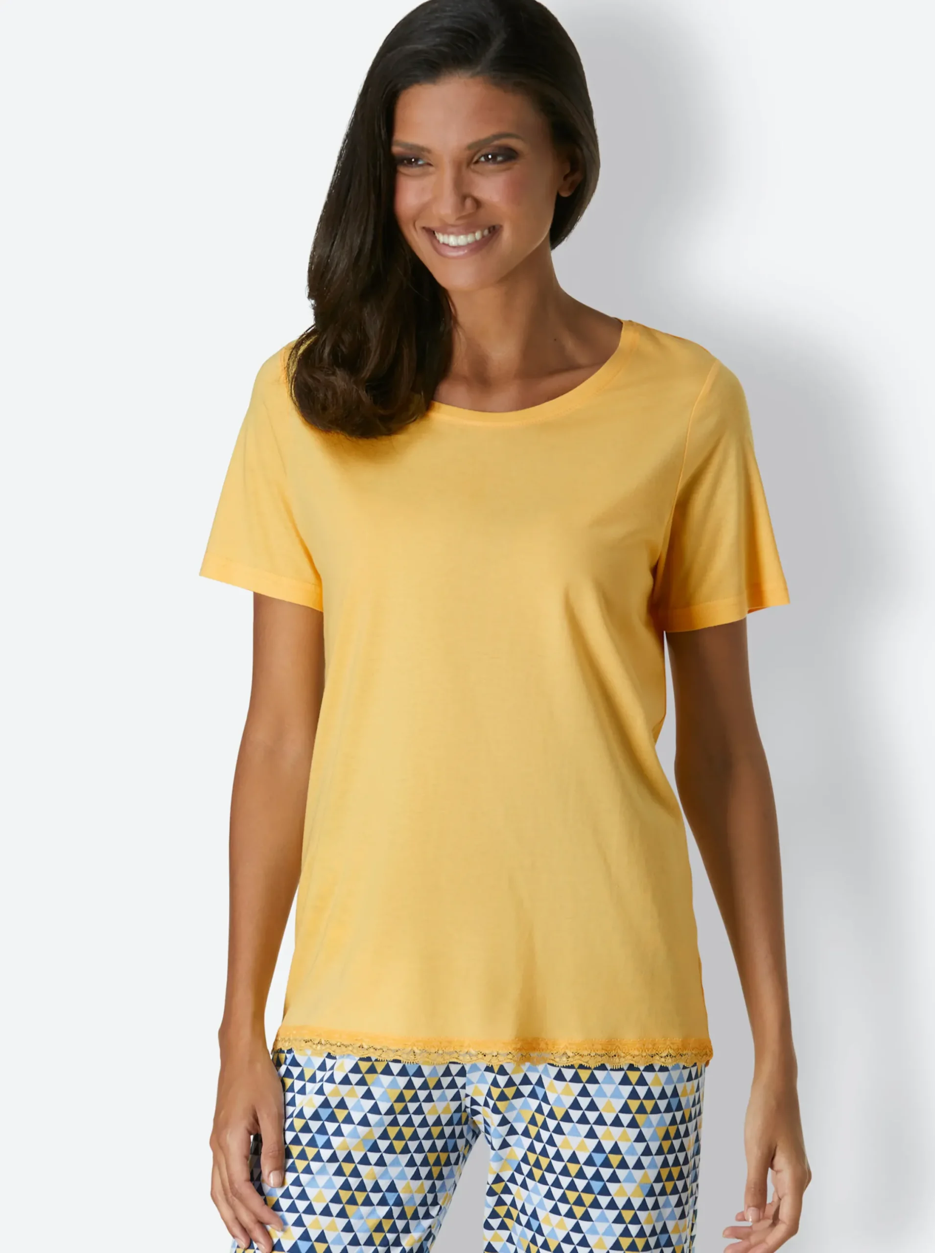 Nachtwäsche|Homewear|wäschepur Schlafanzug-Shirt gelb