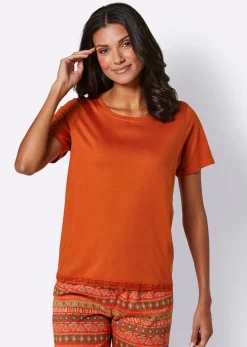 Nachtwäsche|Homewear|wäschepur Schlafanzug-Shirt rostrot