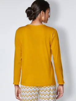 Nachtwäsche|wäschepur Schlafanzug-Shirt ocker