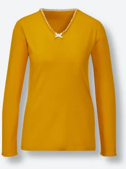 Nachtwäsche|wäschepur Schlafanzug-Shirt ocker