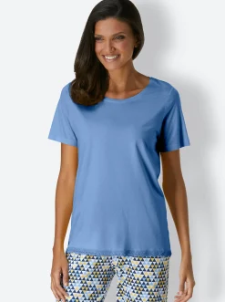 Homewear|Nachtwäsche|wäschepur Schlafanzug-Shirt himmelblau