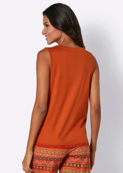 Nachtwäsche|wäschepur Schlafanzug-Shirt rostrot