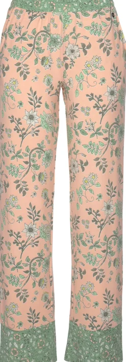 Nachtwäsche|LASCANA Schlafhose rosa-schilfgrün