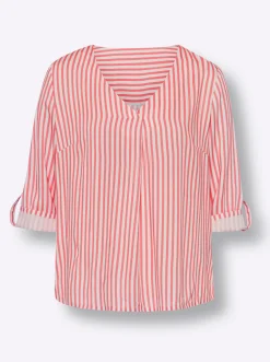 Blusen|heine Schlupfbluse grapefruit-ecru-gestreift