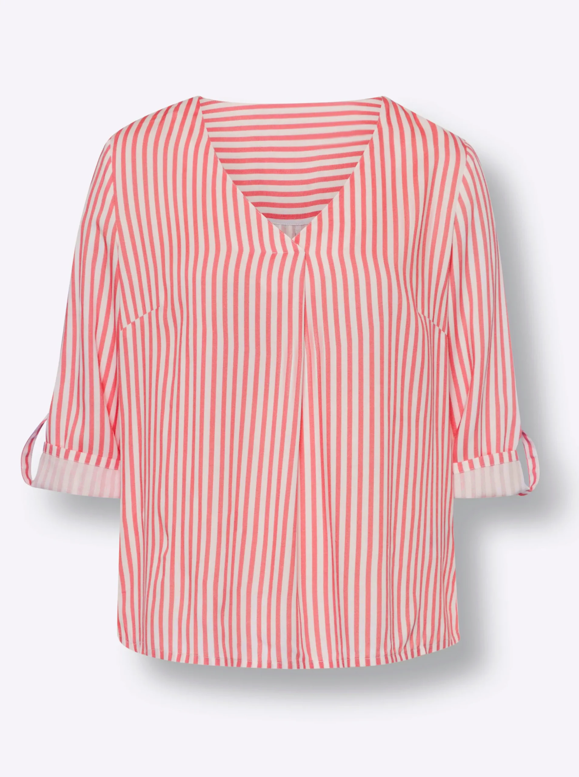 Blusen|heine Schlupfbluse grapefruit-ecru-gestreift