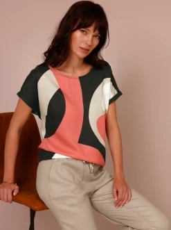Blusen|CREATION L PREMIUM Schlupfbluse beige-grapefruit-bedruckt