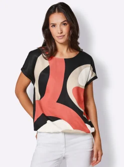 Blusen|CREATION L PREMIUM Schlupfbluse beige-grapefruit-bedruckt