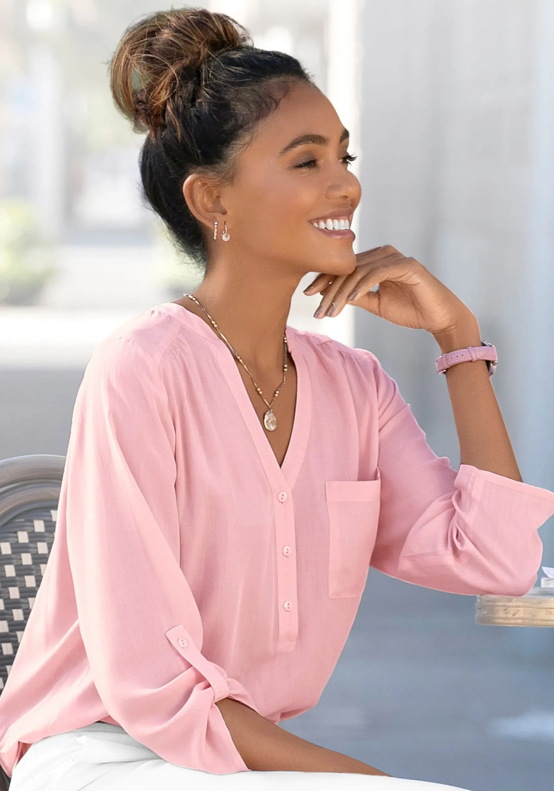 Blusen|LASCANA Schlupfbluse rosa