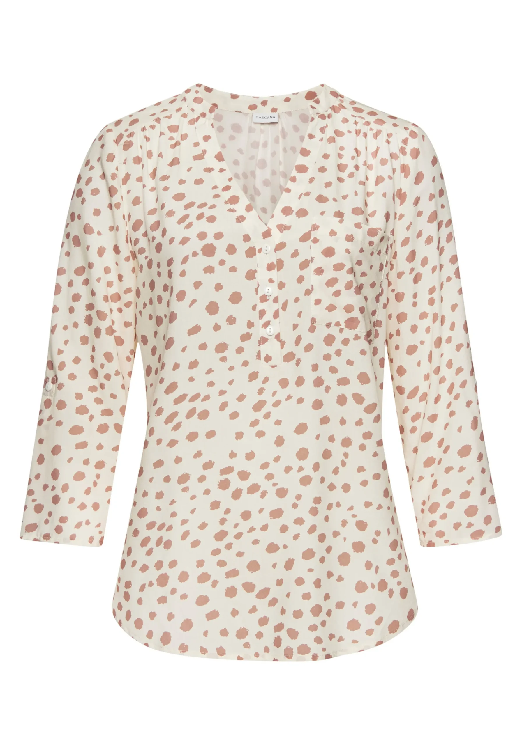 Strandmode|Blusen|LASCANA Schlupfbluse creme-taupebedruckt