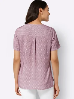 Strandmode| Schlupfbluse im Minimaldessin, aus Viskose hortensie-beere-bedruckt