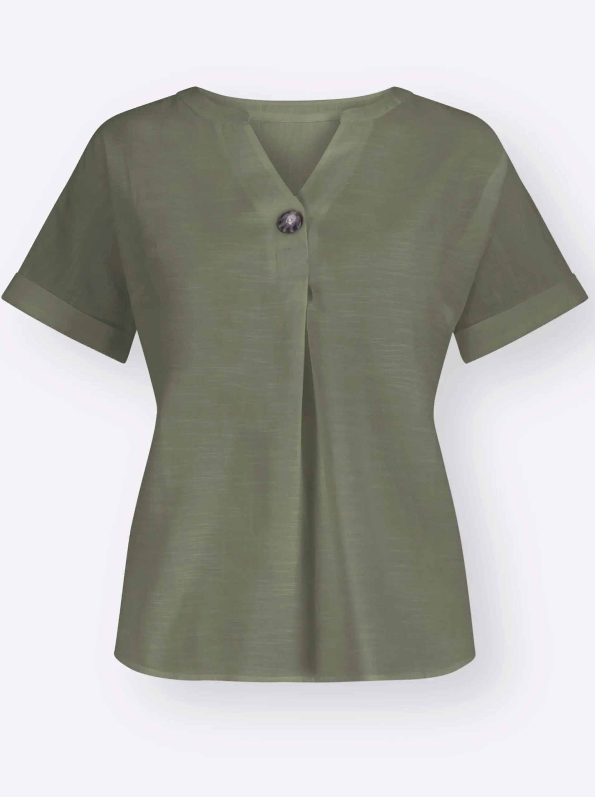 Strandmode|Blusen| Schlupfbluse mit überschnittener Schulter khaki