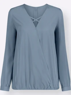 Basics|Blusen| Schlupfbluse mit Falte hinten für viel Weite rauchblau