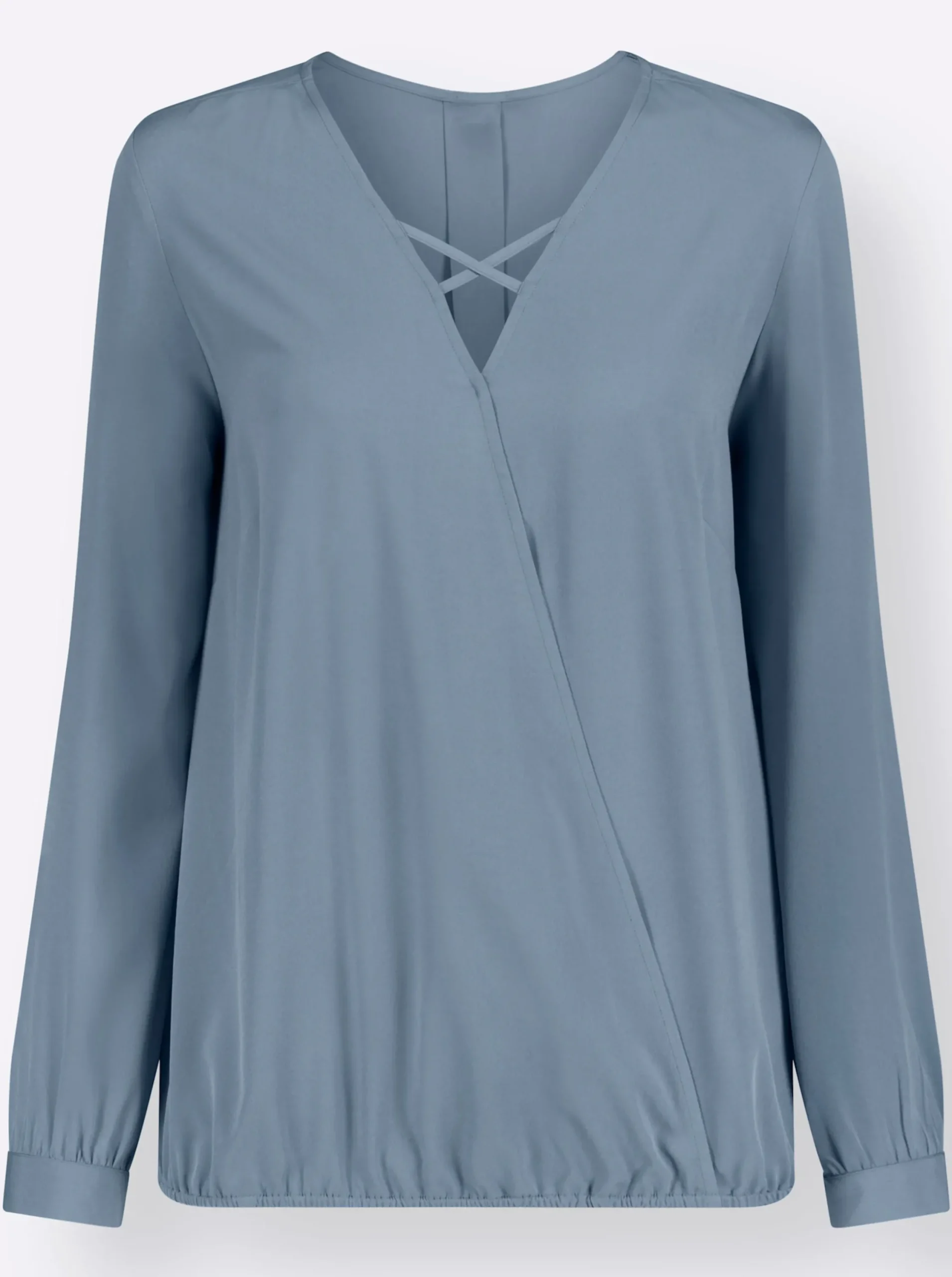 Basics|Blusen| Schlupfbluse mit Falte hinten für viel Weite rauchblau