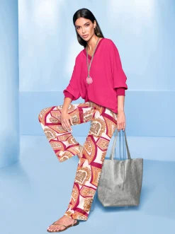 Strandmode|heine Schlupfbluse mit Fledermausärmel pink