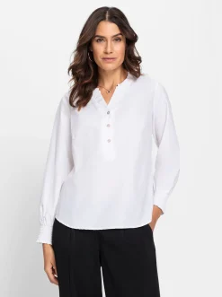 Blusen| Schlupfbluse mit Rüschen-Details weiß