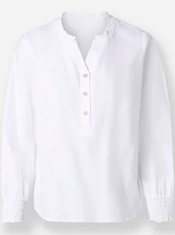 Blusen| Schlupfbluse mit Rüschen-Details weiß