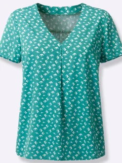 Blusen| Schlupf-Bluse mit Schwalben-Muster lagune-bedruckt