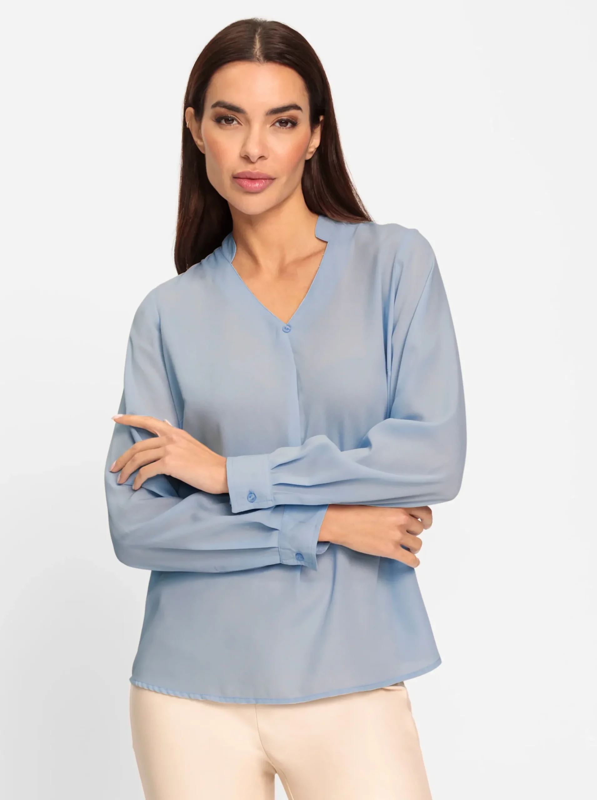 Blusen|heine Schlupf-Bluse mit Stehkragen hellblau