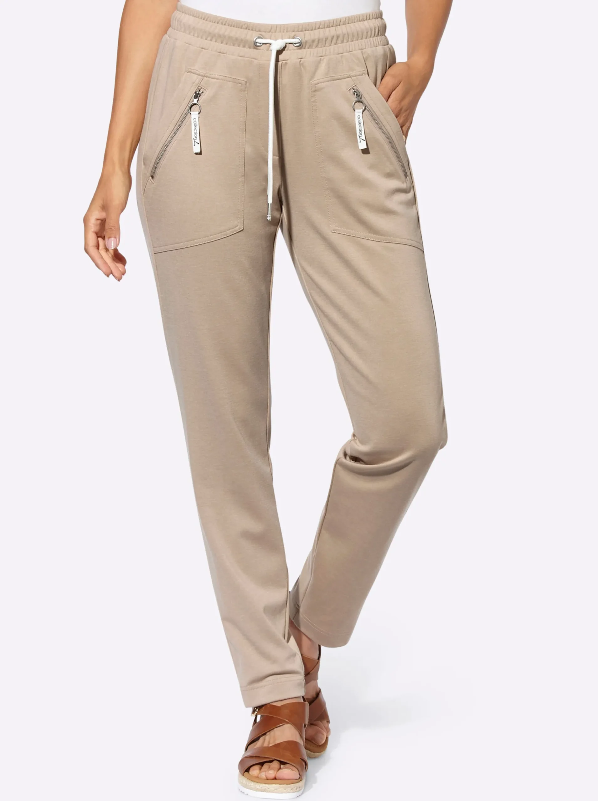 Hosen| Schlupfhose in Stretch-Qualität beige