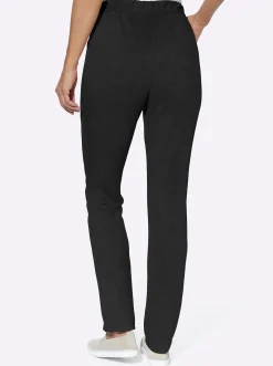 Hosen| Schlupfhose in Veloursleder-Optik schwarz