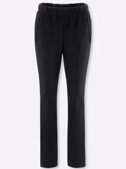 Hosen| Schlupfhose in Veloursleder-Optik schwarz