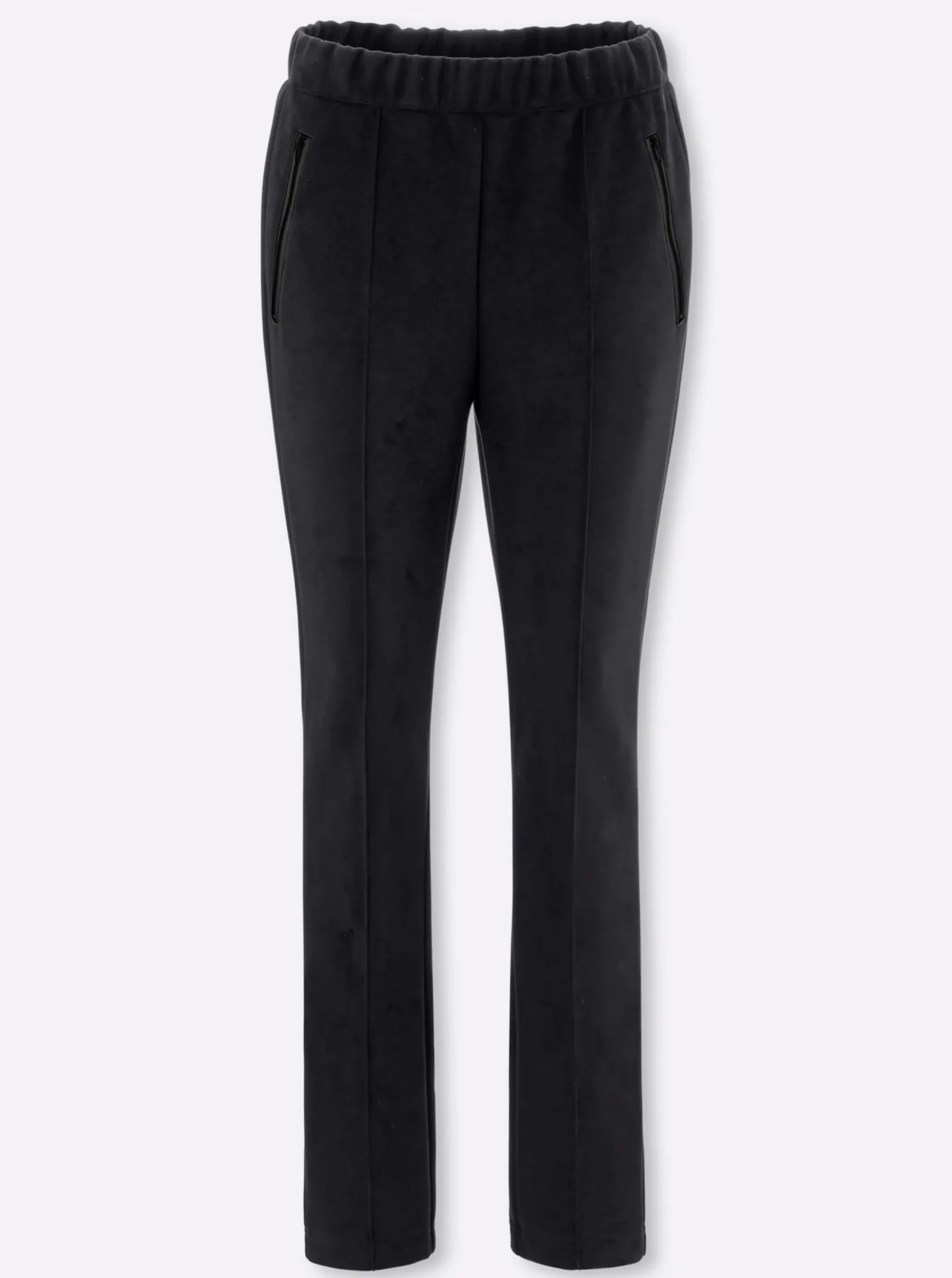 Hosen| Schlupfhose in Veloursleder-Optik schwarz