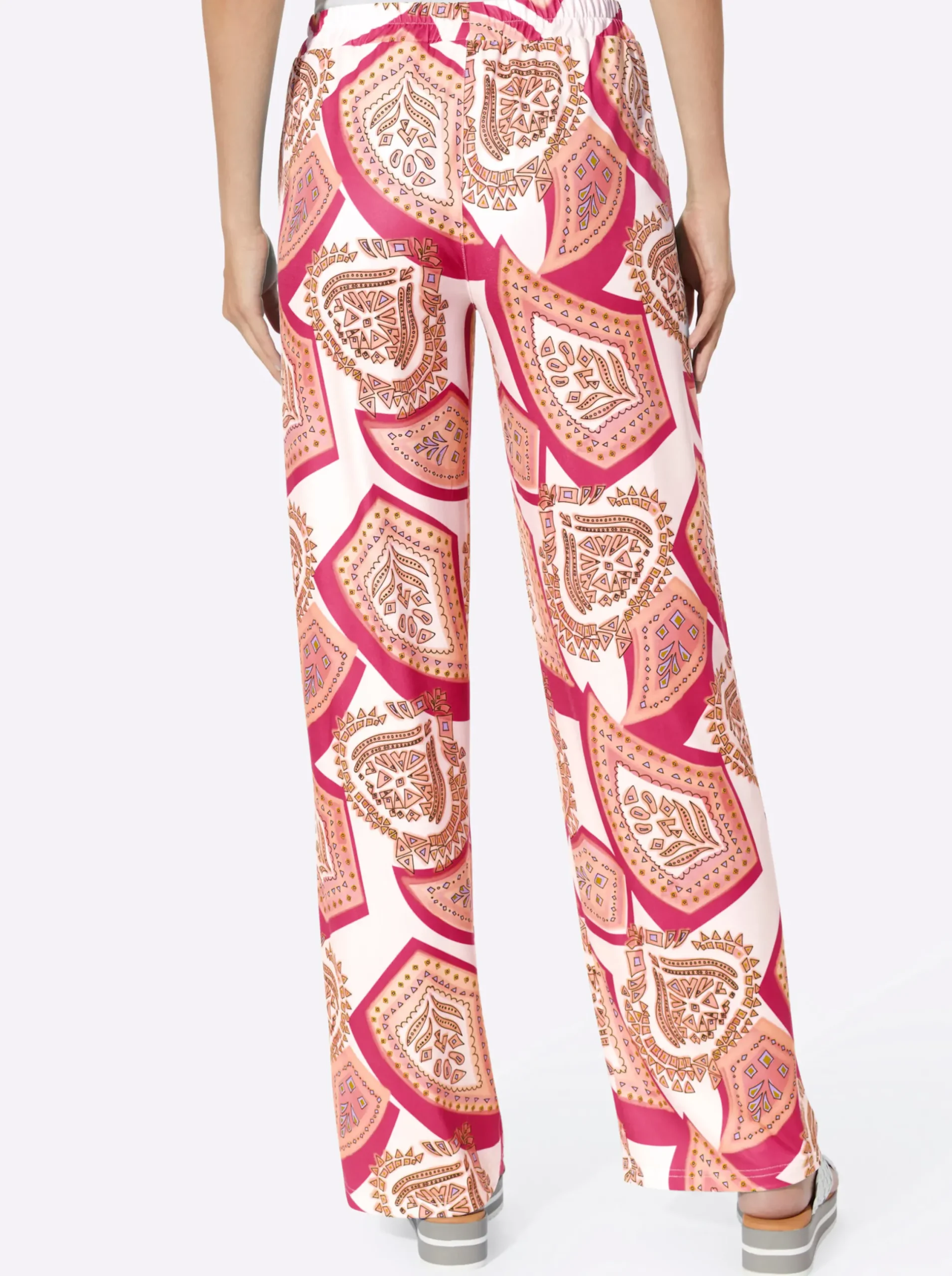 Strandmode|Hosen|heine Schlupfhose mit 2 Taschen pink-ecru-bedruckt
