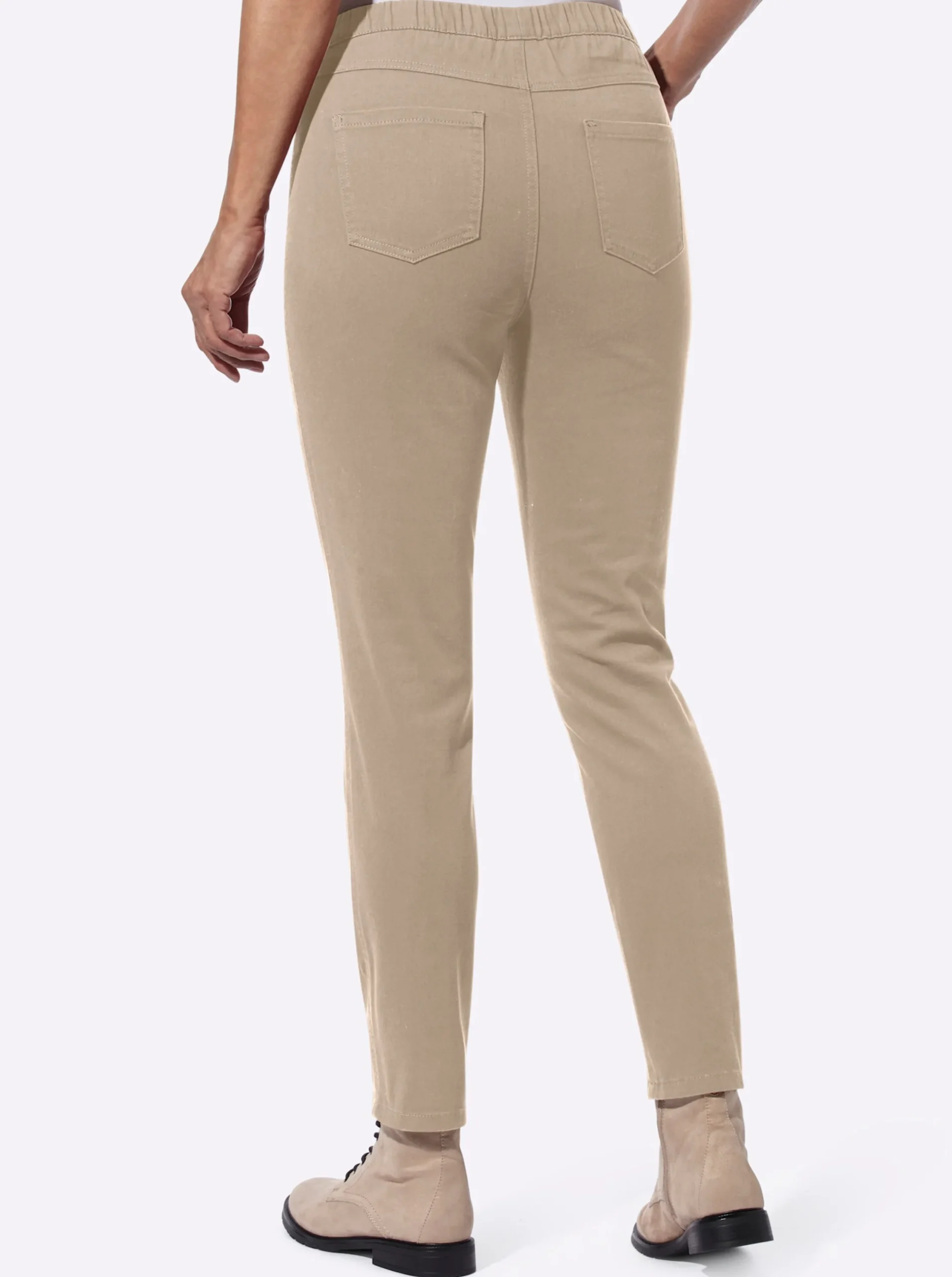 Hosen| Schlupfhose mit elastischem Bund beige
