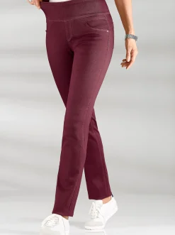 Hosen| Schlupfhose mit hohem Dehnbund bordeaux