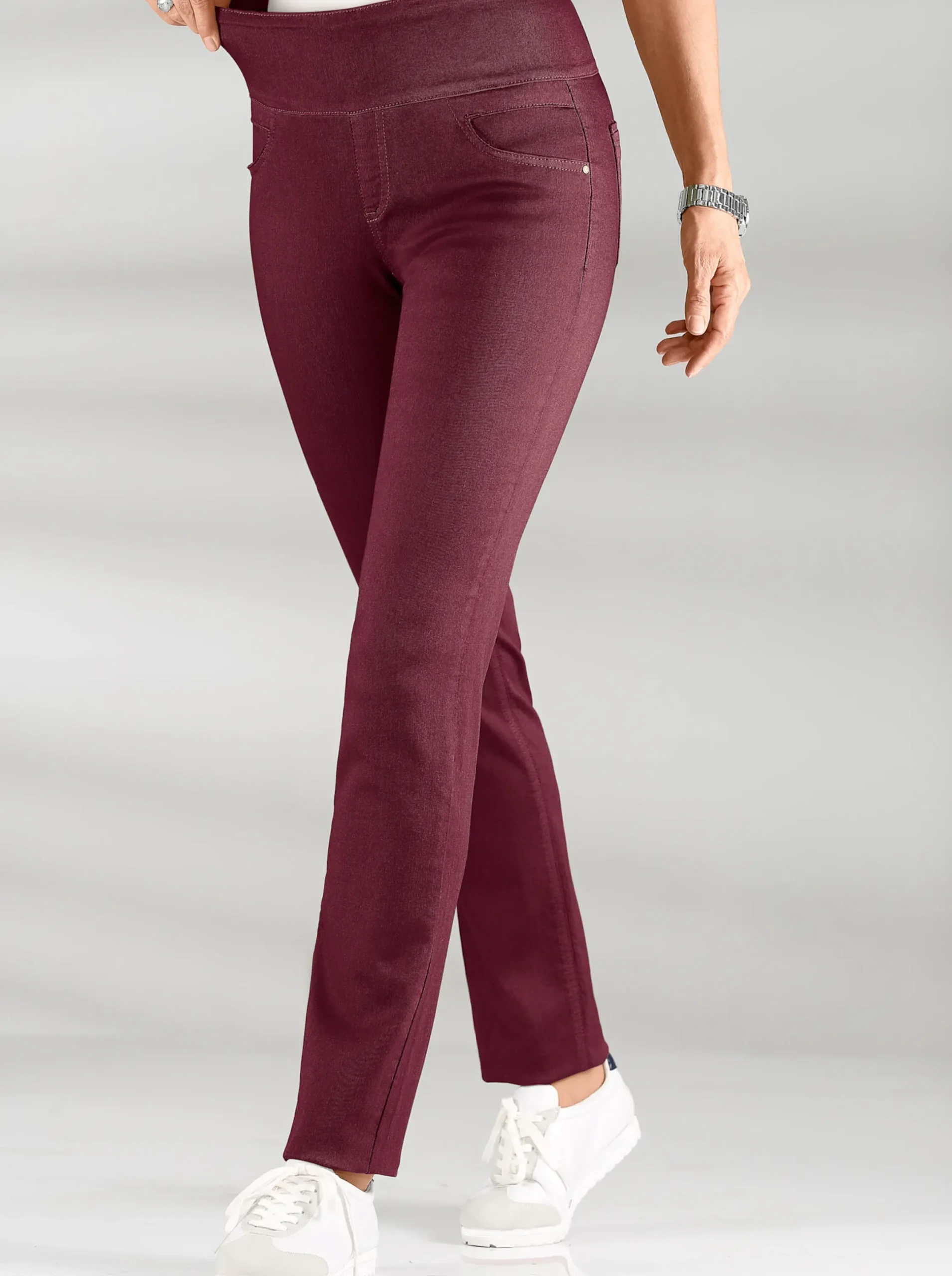 Hosen| Schlupfhose mit hohem Dehnbund bordeaux
