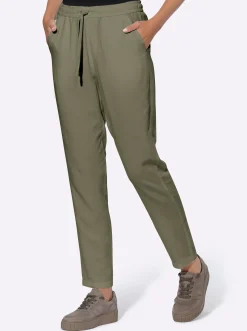Hosen|heine Schlupfhose mit Leinen khaki