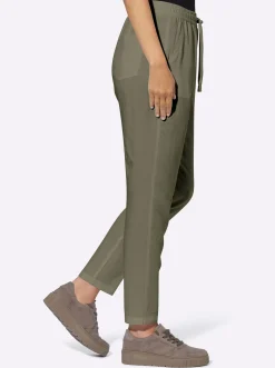 Hosen|heine Schlupfhose mit Leinen khaki
