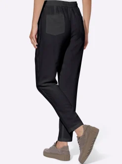Hosen|heine Schlupfhose mit Leinen schwarz