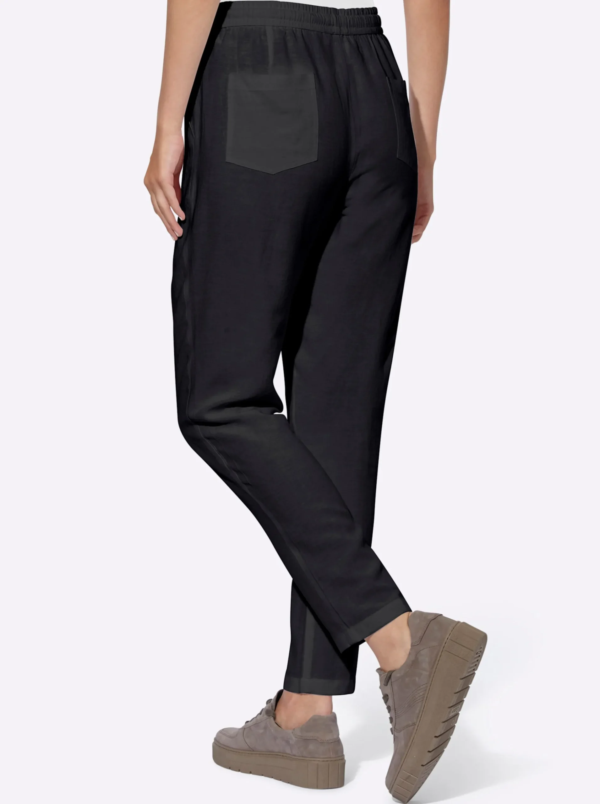 Hosen|heine Schlupfhose mit Leinen schwarz