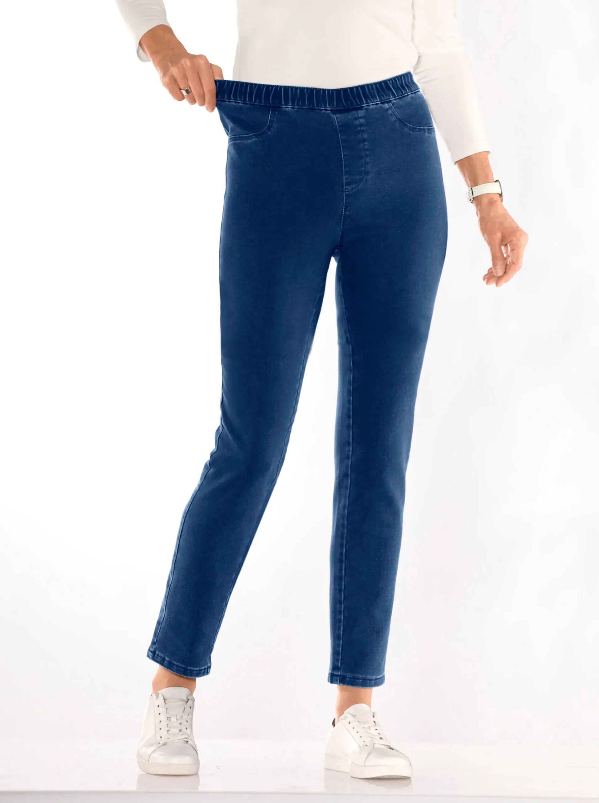 Basics|Jeans| Schlupfjeans in dezenter Waschung blue-stone-washed