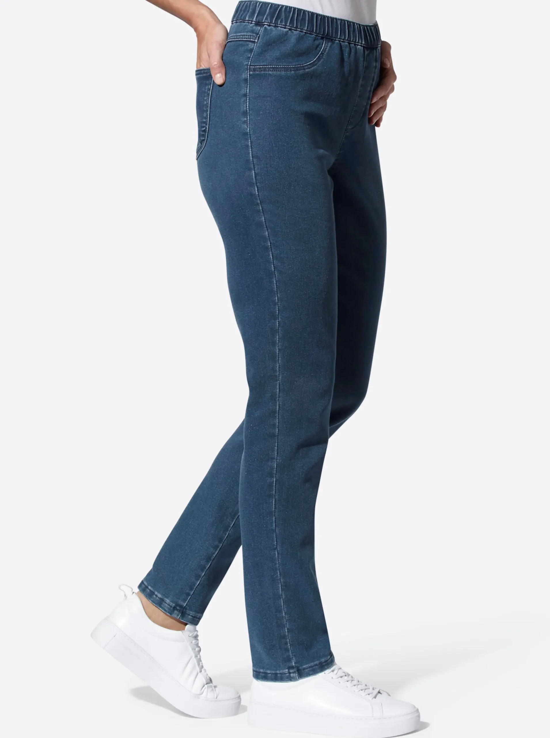 Basics|Jeans| Schlupfjeans in dezenter Waschung blue-stone-washed
