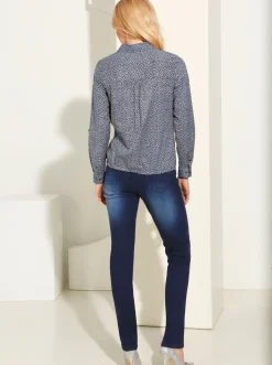 Jeans| Schlupfjeans mit geripptem Strick-Dehnbund darkblue