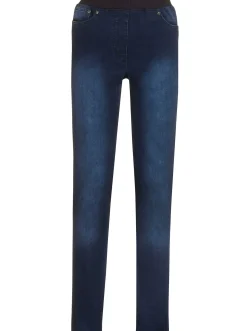 Jeans| Schlupfjeans mit geripptem Strick-Dehnbund darkblue