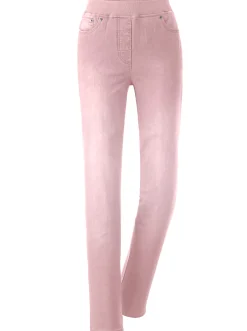 Jeans| Schlupfjeans mit geripptem Strick-Dehnbund rosé