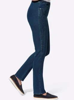 Jeans| Schlupfjeans mit seitlichem Einsatz blue-stone-washed