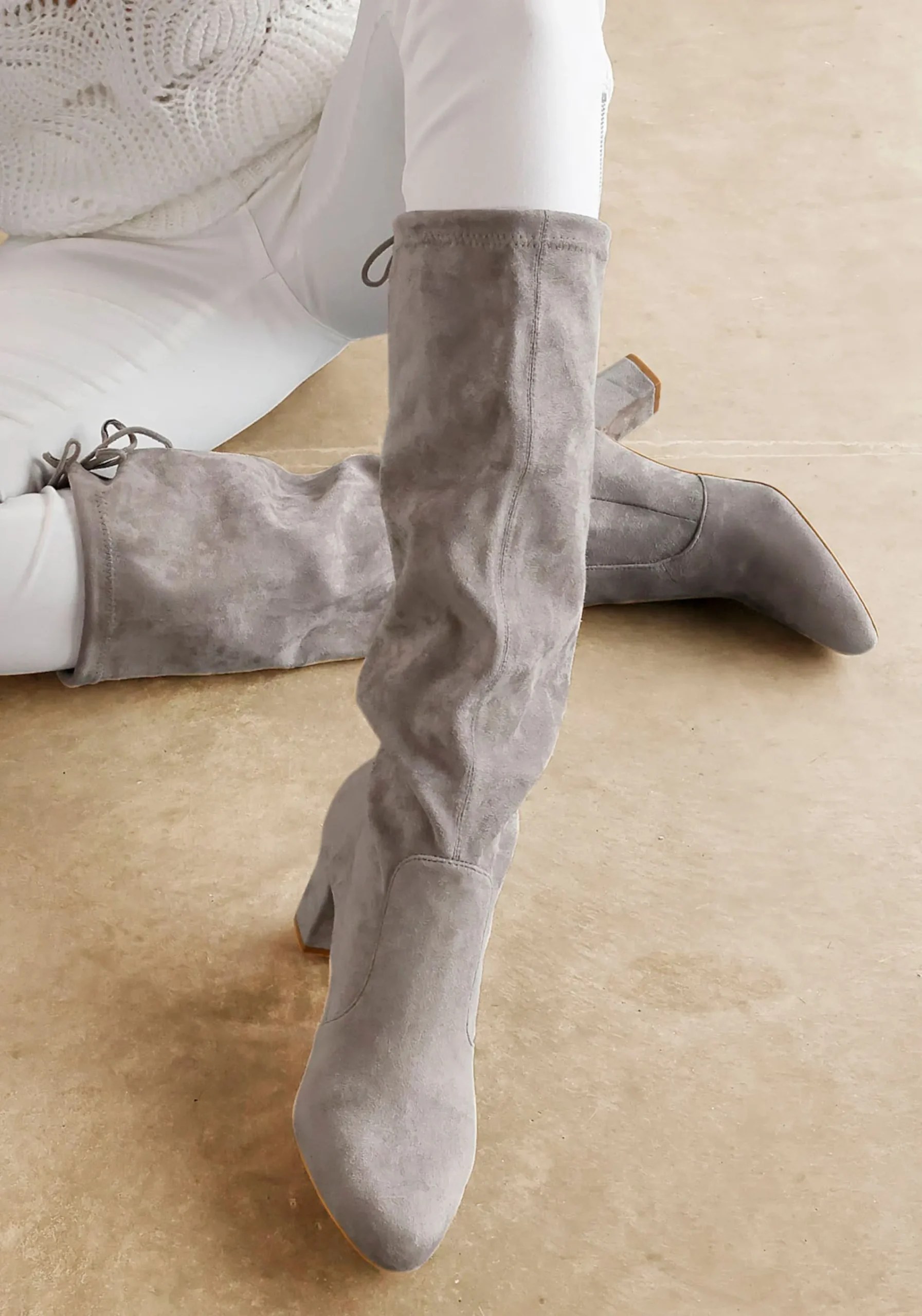 Stiefel|LASCANA Schlupfstiefel grau