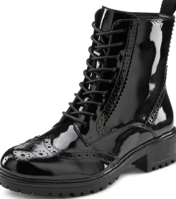 Stiefeletten|Stiefel|LASCANA Schnürboots schwarz-shiny